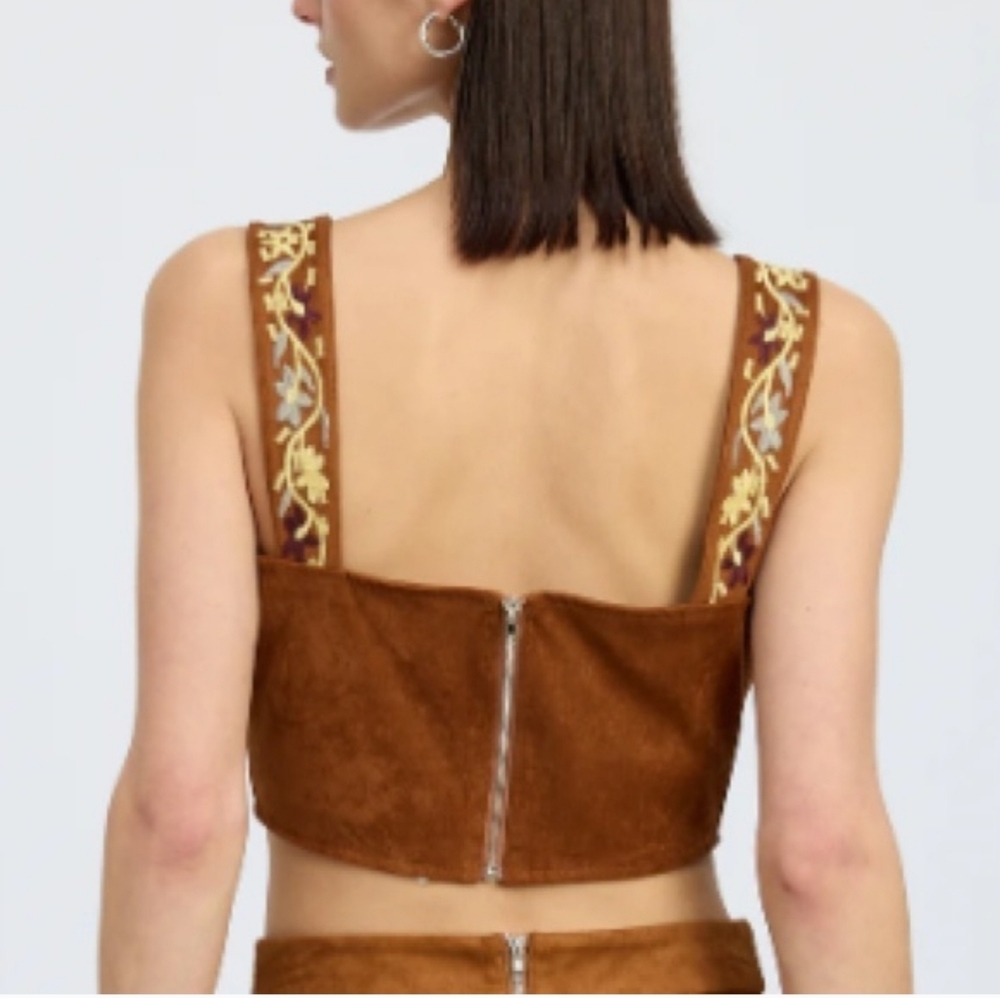 Jacquie The Label Matisse Faux Suede Brown Suede Top NWT - Picture 8 of 8